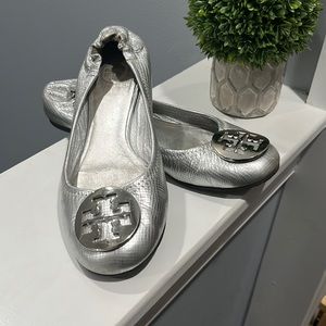 Tory Burch silver flats